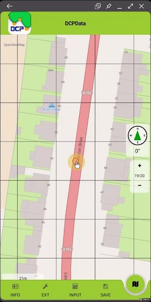 DCP Data map screen showing the recorded test location.